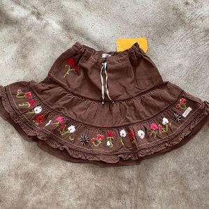 NWT GIRL’S GMS POLLERA HIPPIE CORDEROY CHOCOLATE SKIRT SIZE 6